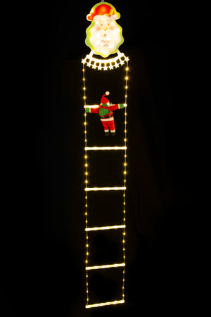 Starry Christmas LED Ladder with Santa Topper 1.8m