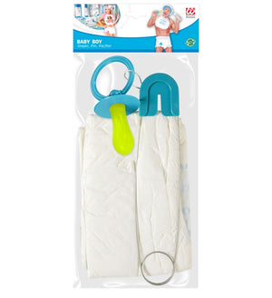 Blue Baby Diaper Pin and Pacifier Adult Set