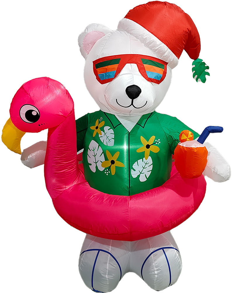 Bear with Flamingo Pool Float Christmas Lawn Inflatable 1.8m