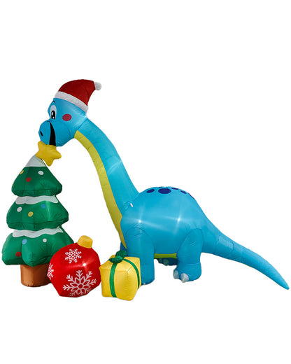 Brachiosaurus with Christmas Tree and Gifts Lawn Inflatable