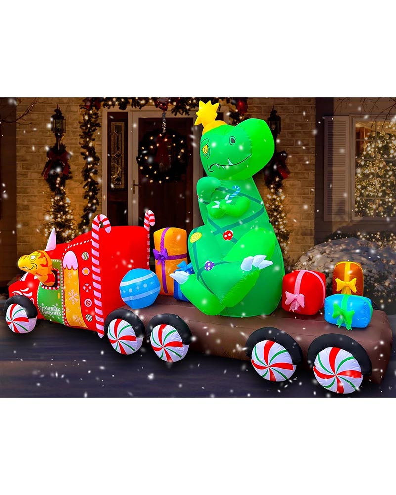 Dino Truck with Gift Box Christmas Lawn Inflatable 3.6m