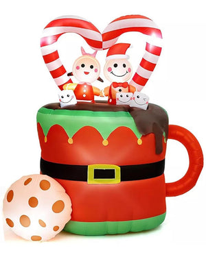 Gingerbread Couple Santa Suit Cocoa Mug Christmas Lawn Inflatable 1.5m