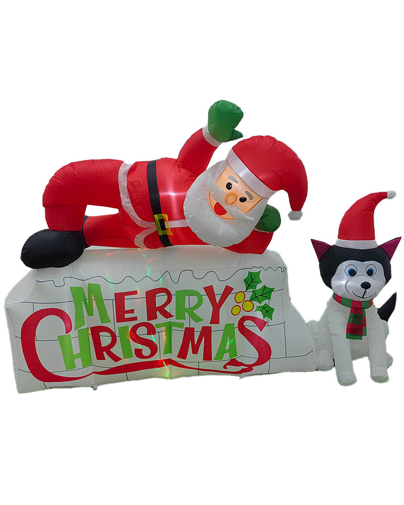 Santa Claus and Puppy Christmas Lawn Inflatable 2.4m