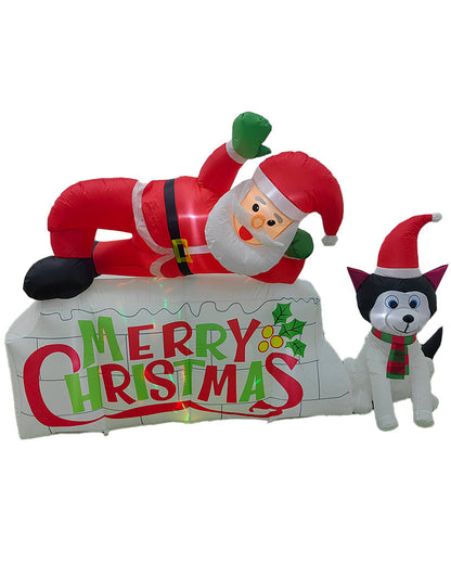 Santa Claus and Puppy Christmas Lawn Inflatable 2.4m