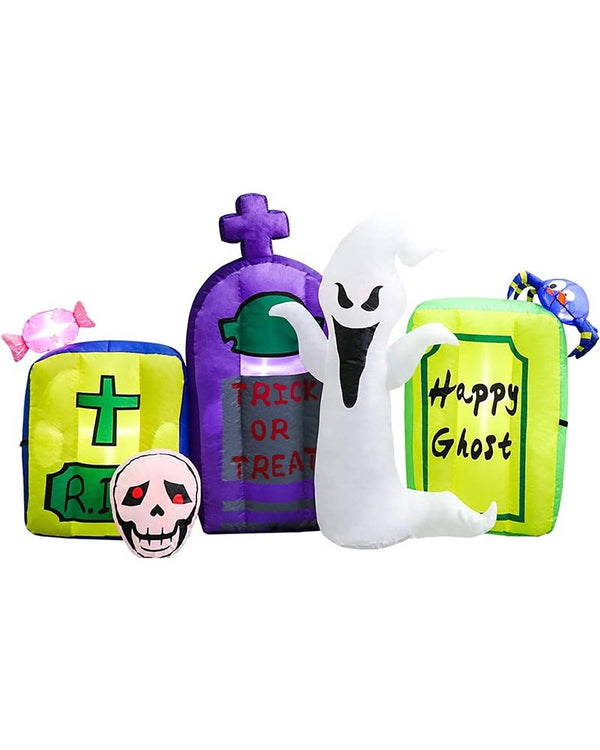 Tombstone with Ghost and Skull Lawn Inflatable 2.1m