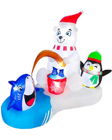 White Bear Penguin Fishing Christmas Lawn Inflatable 1.5m