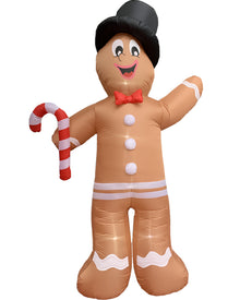 LED Gingerbread Man with Top Hat Christmas Lawn Inflatable 3.6m (US PLUG)