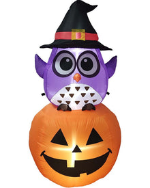 LED Owl On Pumpkin Lawn Halloween Inflatable 1.5m