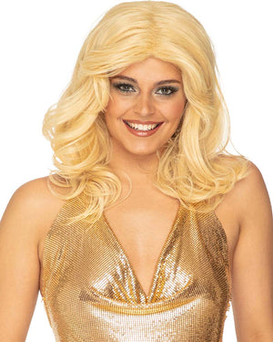 1970s Disco Flick Deluxe Blonde Feathered Long Wig