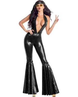 1970s Disco Queen Black Deluxe Womens Costume
