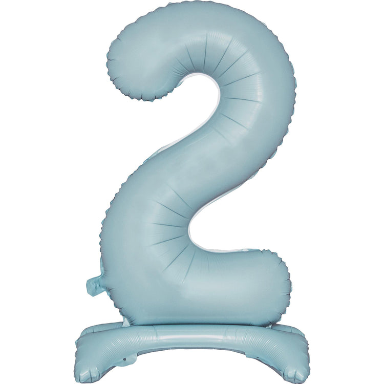 Large Number 2 Standing Pastel Blue Foil Balloon