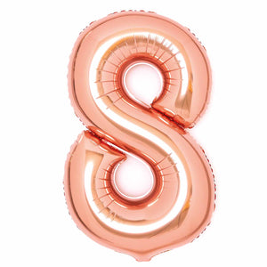 Large Number 8 Rose Gold Foil Balloon 54cm w x 87cm h