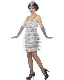 20s Silver Flapper Womens Costume