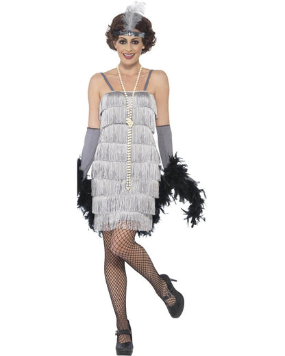20s Silver Flapper Womens Costume