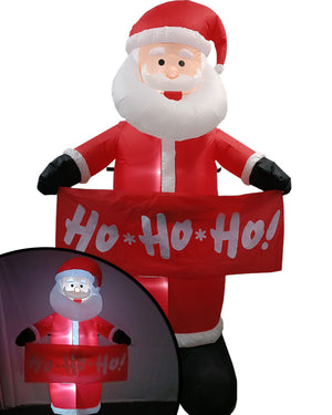 LED Santa With HoHoHo Sign Christmas Lawn Inflatable 2.1m