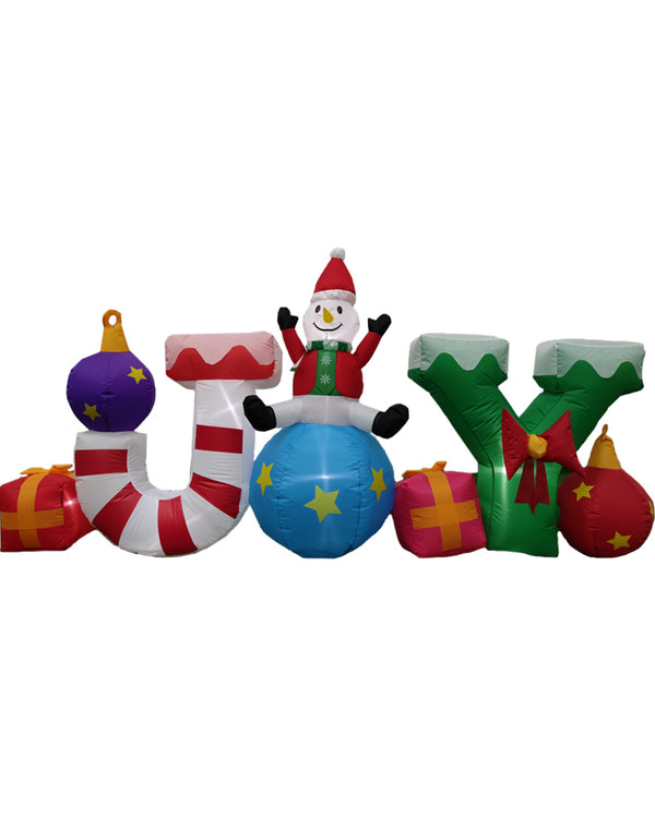 LED Joy Word With Santa Christmas Lawn Inflatable 2.4m