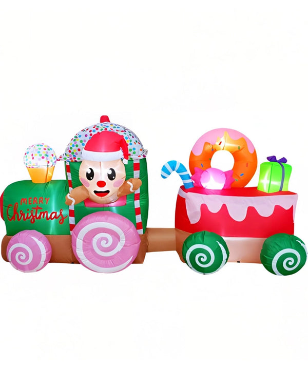 LED Gingerbread Candy Train Christmas Lawn Inflatable 2.4m