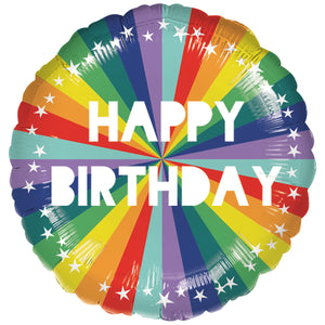 45cm Standard Rainbow Happy Birthday Foil Balloon