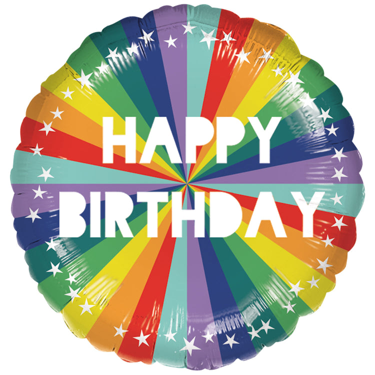 45cm Standard Rainbow Happy Birthday Foil Balloon