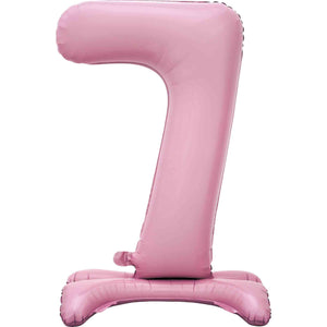 Large Number 7 Standing Pastel Pink Foil Balloon
