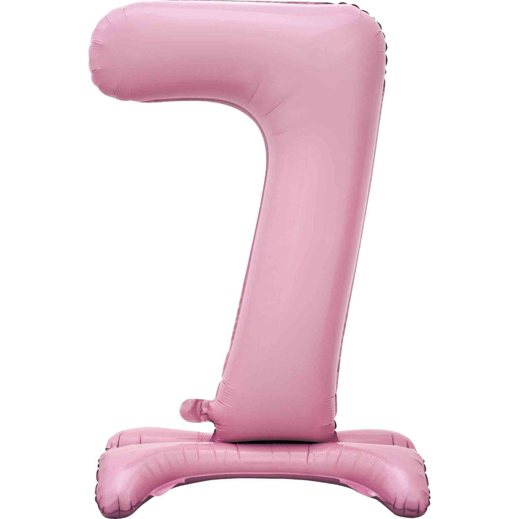 Large Number 7 Standing Pastel Pink Foil Balloon