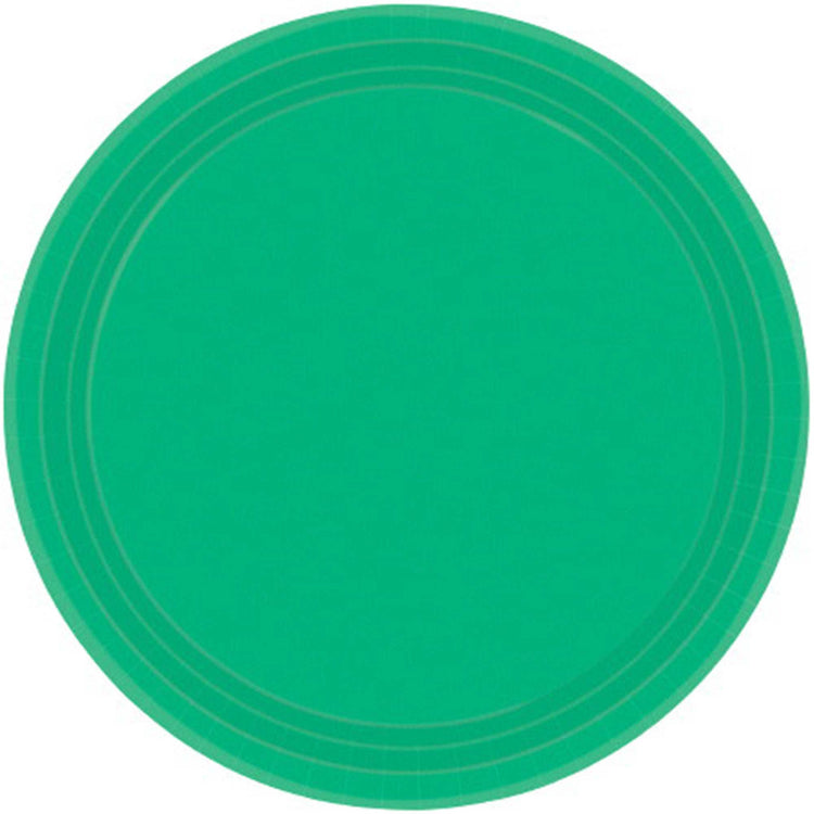 Festive Green 23cm Round Paper Plates Pack of 20
