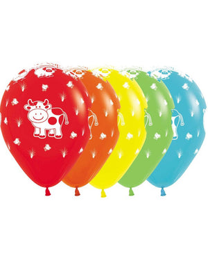30cm Farm Animals Fashion Assorted Latex Balloons Pack of 25