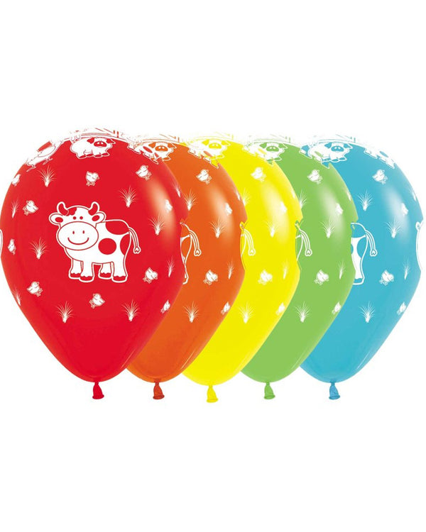 30cm Farm Animals Fashion Assorted Latex Balloons Pack of 25