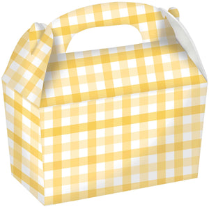 Gingham Paper Treat Box Pastel Yellow