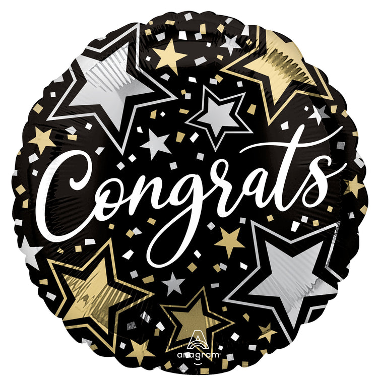 45cm Standard HX Congrats Stars Foil Balloon