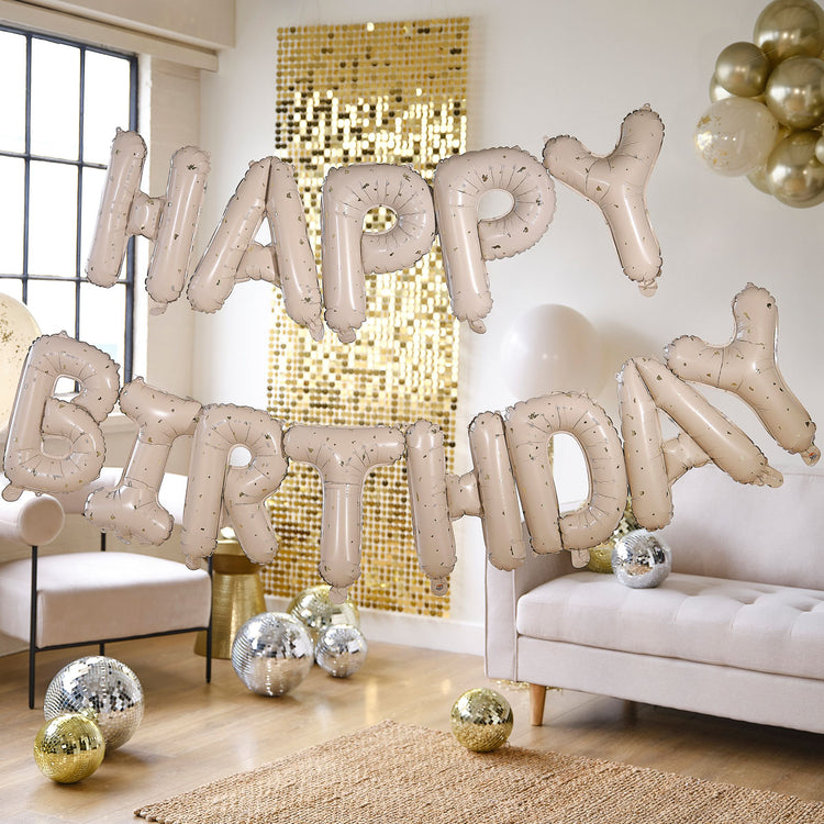 Gold Party Happy Birthday Balloon Bunting