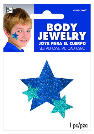 Team Spirit Glitter Star Body Jewelry Blue