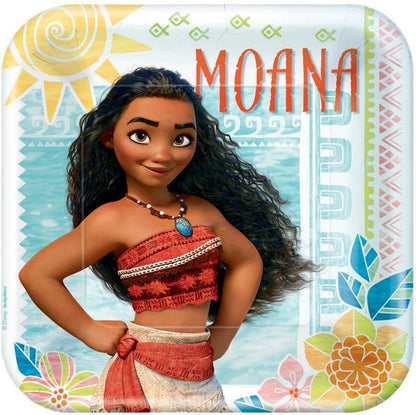 Moana 23cm Square Paper Plates Pack of 8
