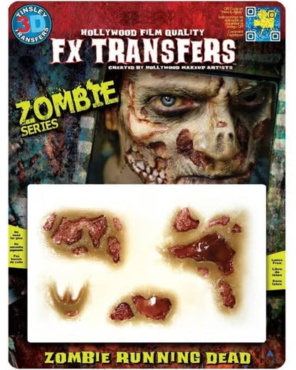 3D The Running Dead Zombie FX Appliance Transfer Prosthetic Wound