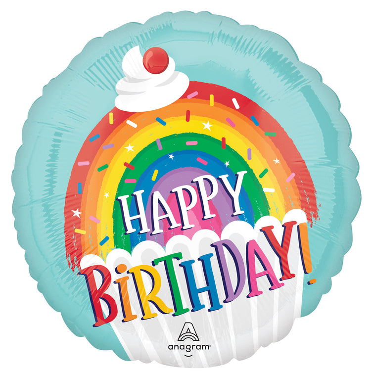45cm Standard HX Rainbow Sprinkles Birthday Foil Balloon