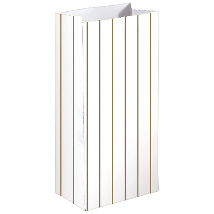 Stripe Paper Treat Bags Gold