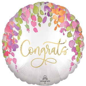 45cm Standard Satin Floral Congrats Foil Balloon