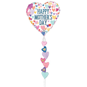 AirWalker Tail Happy Mothers Day Sprinkled Hearts Foil Balloon