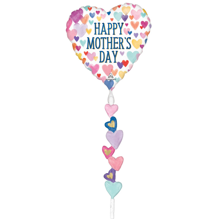 AirWalker Tail Happy Mothers Day Sprinkled Hearts Foil Balloon