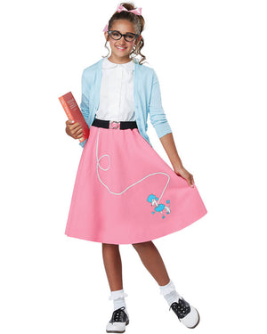 50s Pink Poodle Skirt Girls Costume