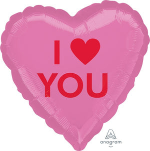 45cm Standard I Heart You Candy Heart Pink Foil Balloon