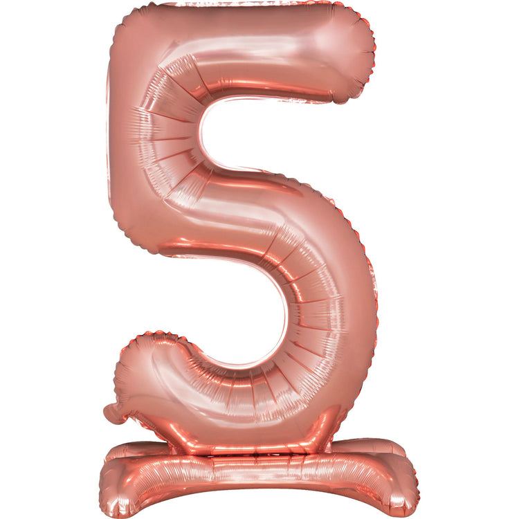 Large Number 5 Standing Rose Gold Foil Balloon