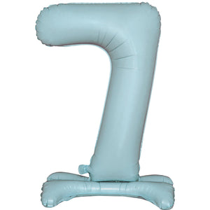 Large Number 7 Standing Pastel Blue Foil Balloon