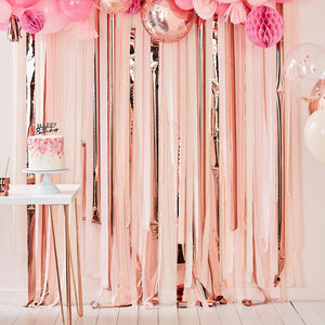 Mix It Up Pink and Rose Gold Streamer Backdrop