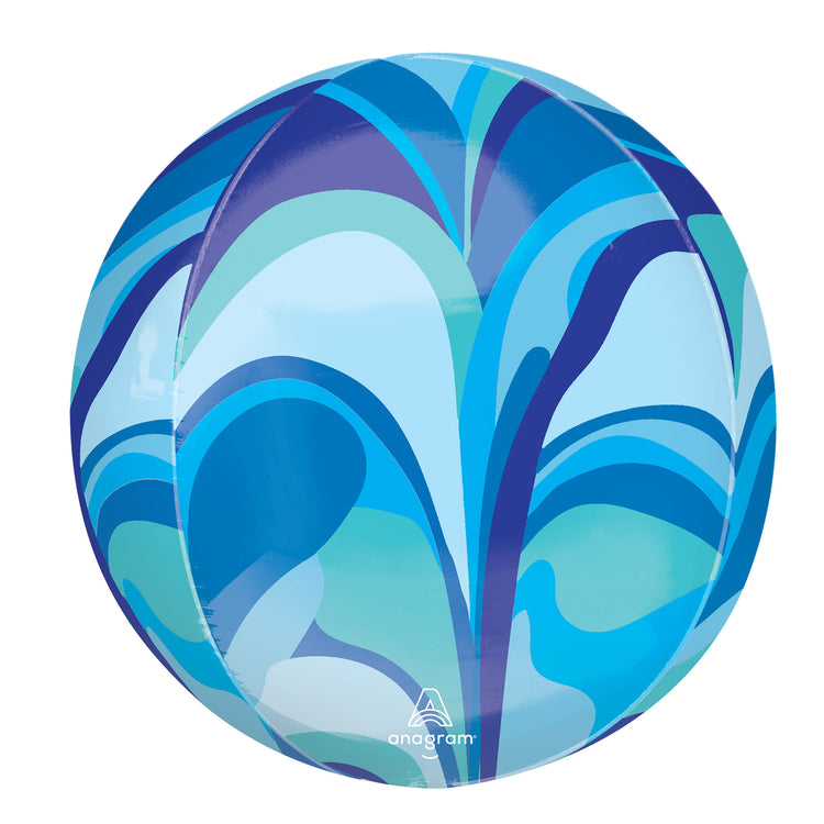 Orbz XL Blue Macro Marble Foil Balloon