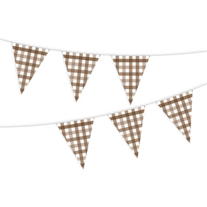 Gingham Paper Bunting Teddy Brown