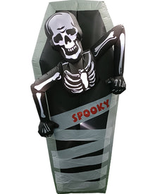 Tall Skeleton in Coffin Lawn Halloween Inflatable 1.5m