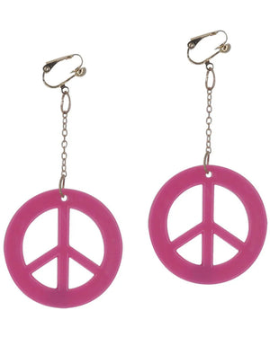 60s Neon Pink Peace Sign Earrings