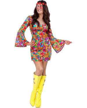 60s Rainbow Peace Womens Costume
