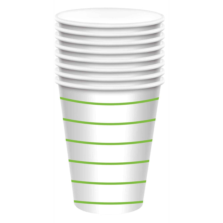 Kiwi Stripes 266ml Paper Cups Pack of 8